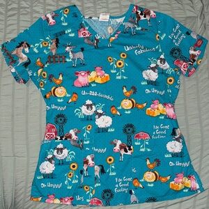 Dickies Blue Farm Animal Print Women's Top